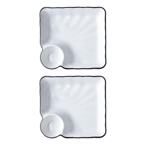 Set de 2 platos cuadrados de cerámica estilo japonés miniatura 1