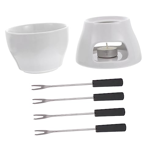 AUTSUPPL 1set Ceramic Chocolate Melting Pot Fondue Warmer for Cheese Butter Candy More for Home Kitchen Desserts Heating