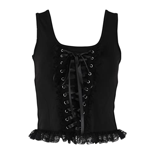 Gothic Crop Tank Tops for Women Y2k Camisole Goth