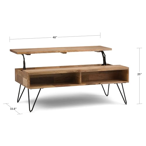 Image of SIMPLIHOME Lockhart 30 inch Wide Solid Mango Wood Drum Coffee Table in Natural