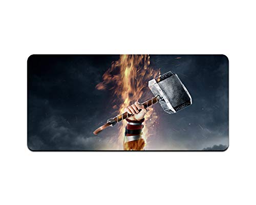 Image of Ryca Thor Hammer Printed Matt Finish Anti-Skid Non-Slip Rubber Base Mouse Pad /Desk Pad for Work from Home||Office||Gaming||PC||Laptop||Keyboard Mousepad
