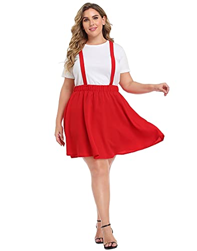 HDE Plus Size Suspender Skirt 1X-4X Elastic Waist Overall Pinafore