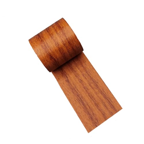 Semazz Vinilo Adhesivo Muebles,Cinta Impermeable de Chapa Madera 8 cm x 4,57 m Cinta de Madera de Imitación Impermeable para reparación de arañazos en el suelo laminado, marrón