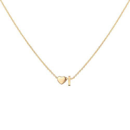 Initial Heart Necklace 18K Gold Plated Stainless Steel Tiny Heart Letter Necklace Personalized Monogram Name Necklace for Women