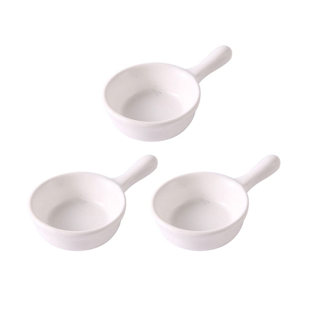 Keramik-Set mit 3 Dip-Sauce-Schalen mit Griff für Sushi, Ketchup, Vorspeisen, Grillgewürze, Snacks und Abendessen