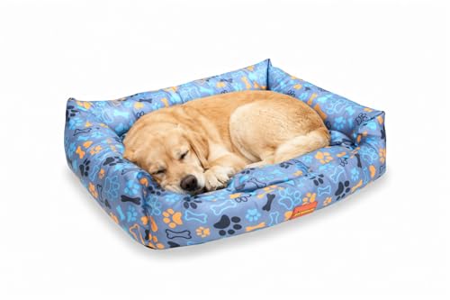 Image of SITSNOOZE XXXL Dog Bed (45kg+) for Tibetan Mastiff, Saint Bernard, Bully Kutta - Giant Orthopedic Washable Mattress, Heavy Duty Calming Sofa Lounger, Waterproof Cushion (Print 12, XXXL)