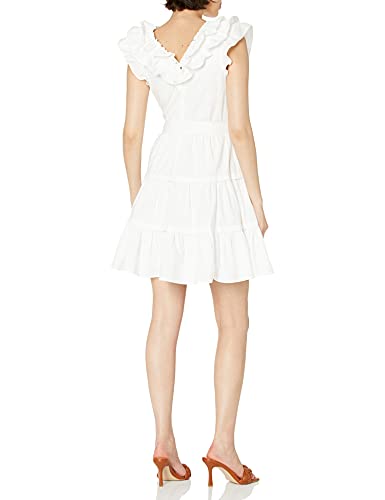 Bcbgmaxazria Women's Tie Ruffle Cocktail Dress, Off White, 4 #TOP1
