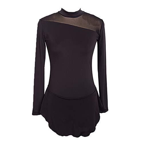 Vestido feminino adulto com gola rolê e patinação no gelo para meninas, Preto, P