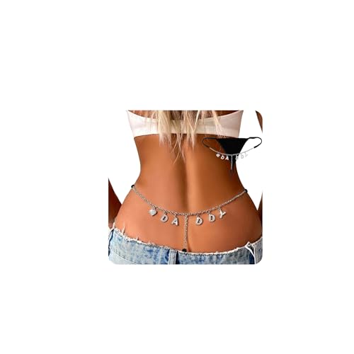 ZSXZCGSB Sexy Underwear for Women G-String Thongs Rhinestone Letter Chain Adjustable Silk-Smooth Panties Cute Funny Lingerie (US Alpha One Size Regular Regular DDY/Black)
