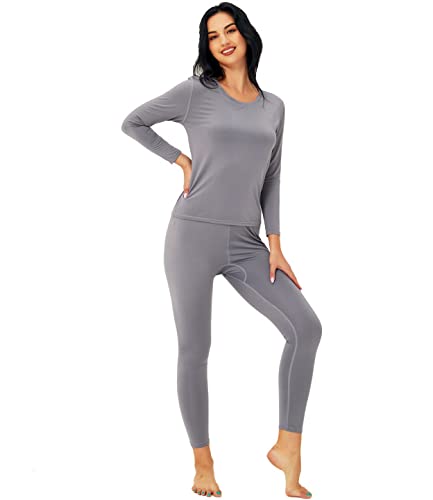 Image of JZCreater Women Thermal Underwear Set, Long Johns Base Layer Top & Bottom, Women Soft Pajama Set for Cold Weather