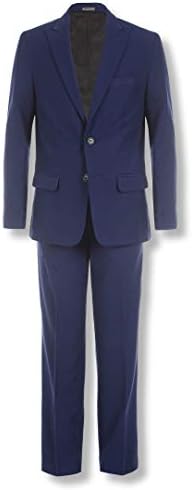 Calvin Klein Boys 2-Piece Formal Suit Set, Includes Single Breasted Jacket & Straight Leg Dress Pants with Belt Loops & Functional Pockets, Infinity Blue, 16 Husky