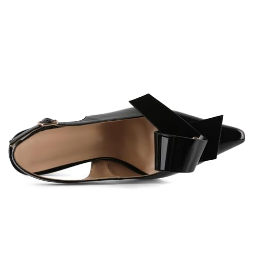 Soireelady Womens Slingback High Heels Pointed Toe Stilettos Slip On Bowknot Pumps Dress Shoes 4 Inches Size 5-13 US3