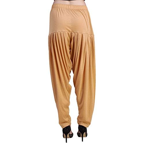 Image of Ultra Soft Rayon Viscose Solid Attractive Pleated Pattern Casual wear Patiala Pants for Womens