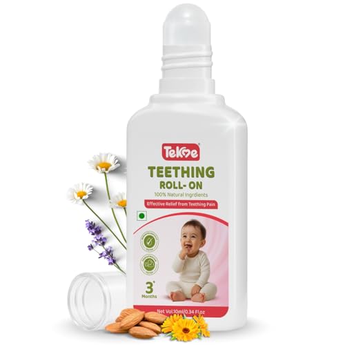 Image of Tekme Baby Teething Roll On | Natural Teething /Soothing for 3 Months+ Babies | Dermatologically & Pediatrician Tested | 100% Ayurvedic with Chamomile, Lavender, Almond & Calendula Oils | Natural Herbal Formula (10ml)