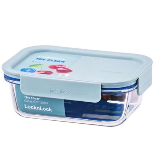 LocknLock Ofen Glas Frischhaltedosen mit Deckel | Kühlschrank, Gefriertruhe & Spülmaschine | Borosilikat-Glas bis 400°C ofenfest | Mikrowellengeschirr mit Deckel (630 ML)