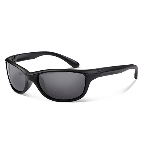 Occffy Polarized Sports Sunglasses For Men Women Durable Frame Sun Glasses For Driving Cycling Baseball Running Golf TR866 (black matte frame with black lens)