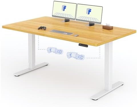 FLEXISPOT Escritorio Elevable Eléctrico E1 Pro Set 160x80, Doble Motor, Tablero Completo, Panel con Memoria, Regulable en Altura, Soporta 100 kg, Blanco+Arce