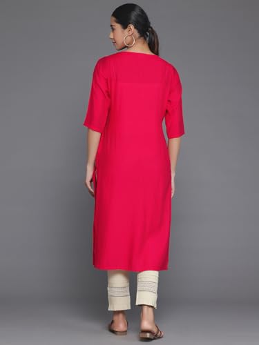 Image of Gerua Red Woven Design Straight Kurta