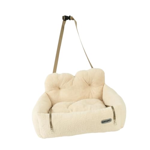 MFMEXUL 犬用車両シート SUVペットベッド 旅行キャリー アクセサリー ポータブル 洗濯可能 滑り止め底 ストラップ2本付き, Beige S