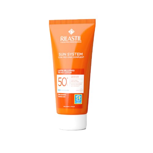 Rilastil - Sun System Velluto, Solar Corporal SPF50+, 200 ml | SPF50+, Resistente al Agua, Respetuoso con el Medio Ambiente, Uso Corporal, Fluido, Uso Corporal, Confort