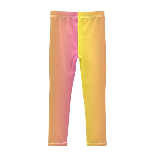 DOMIKING Yellow Pink Gradient Girl's Leggings Pants Kids' Yoga Pants Stretchy Athletic Leggings Bottoms 4 Years2