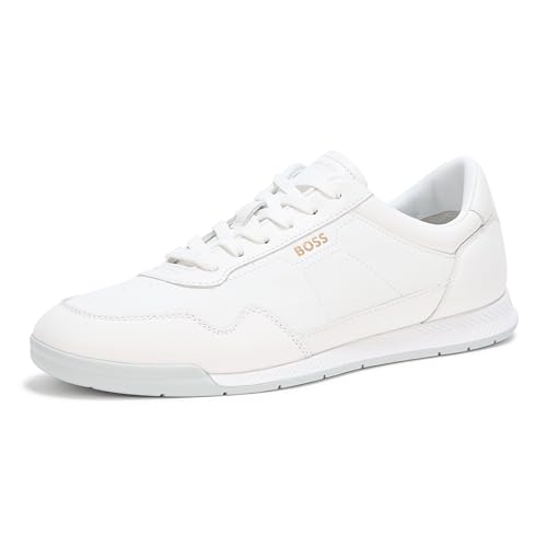 BOSS Men's Titanium Low Profile Leather Sneaker