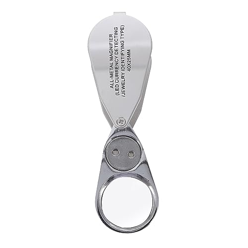 FOMIYES Led- Jewelry Magnifier Metal Frame 2X Magnification Portable Counterfeit Detector Watchmaker Loupe