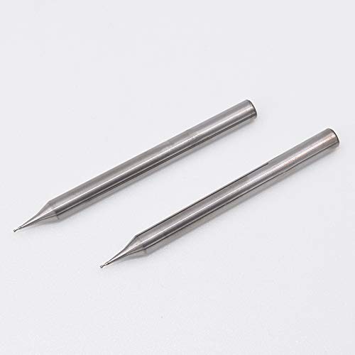 2pcs 0.2/0.3/0.4/0.5/0.6mm with 4mm Shank 2 Flutes HRC55 Solid Carbide Flat Square Ball Nose End Mill CNC Milling Cutters Router Bits Sprial Bits for Aluminum (R0.3mm)