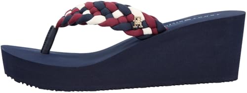 Tommy Hilfiger TH Wedge Braided Summer Sandal Fw0fw09198, Chanclas Mujer, Blue (RWB), 35 EU
