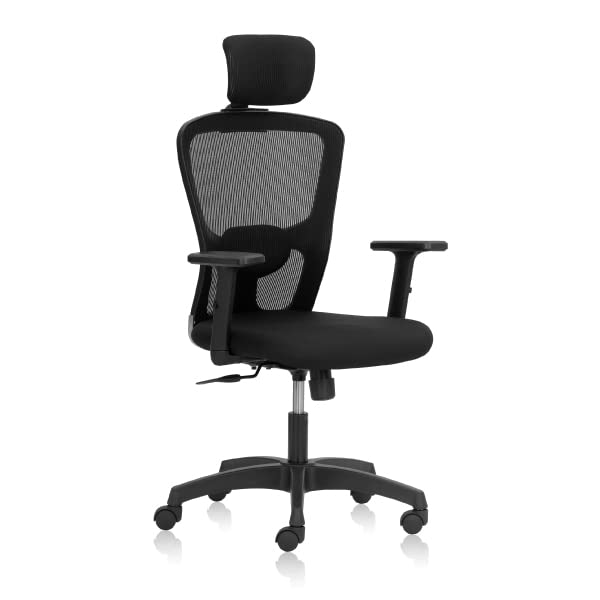 Image of Fluid Basics - High Back Ergonomic Chair with Mesh Back & Adjustable Arms - Black