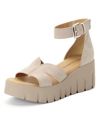 Tamaris Damen Sandalette mit Keilabsatz beige 39 EU