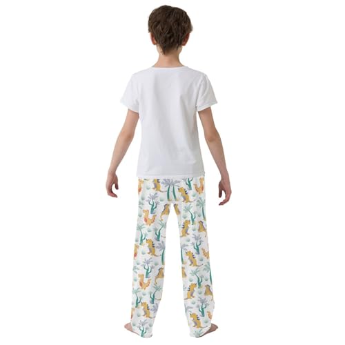 ZZXXB Cartoon Dinosaur and Tree Boys Long Pants Soft Trousers Elastic Waist Kids Lounge Bottoms with Pockets S-XL3