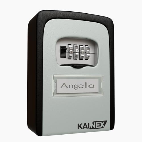KAINEX Key Safe Wall Mounted with Name Tag - Key Safe Combination Code Lock Box for Home, Garage, Outdoors and Indoors - Weatherproof Key Box KAINEX Key Safe Wall Mounted with Name Tag - Key Safe Combination Code Lock Box for Home, Garage, Outdoors and Indoors - Weatherproof Key Box