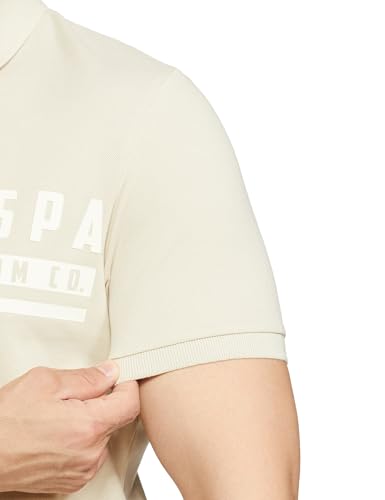 Image of U.S. POLO ASSN. Men's Half Sleeve Solid Polo T-Shirts (UDTSHS1295 Beige M)