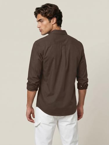 Image of Urbano Fashion Men's Cotton Full Sleeve Regular Fit Solid Oxford Shirt with Button-Down Collar