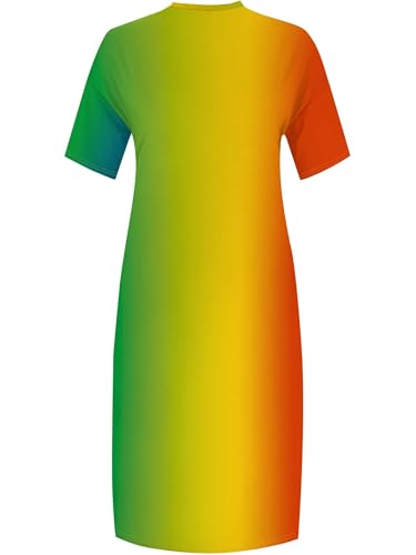 Image of SUZONANA Plus Size Maxi Dresses for Women Gradient Ombre Short Sleeve Oversized T-Shirt Casual Loose Summer Beach Resort Sundress