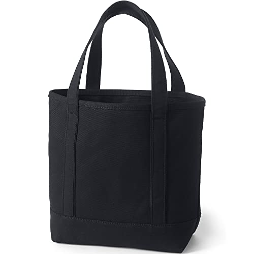 Image of Lands' End Solid Open Top Canvas Tote Black /black Medium Regular Handle