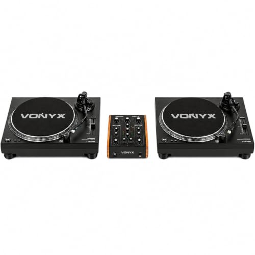 Vonyx Pack DJ Vinyle Complet avec 2 Platines Vinyles Direct Drive et Table de Mixage Analogique,...