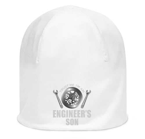 Bonnet unisexe blanc Trust Me I'm an Engineer's Son en coton extensible léger taille unique pour bébé