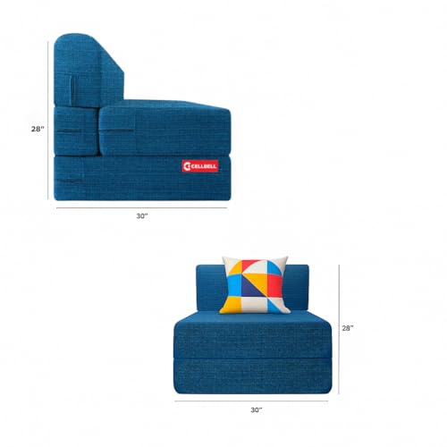 Image of CELLBELL Comfy Sofa Cum Bed 2.5x6 Feet | Foldable Dual Use Couch Bed with Soft Cushions, Washable Fabric Cover & Sturdy Frame | Space Saving Modern Design for Living Room, Bedroom & Guest Use (Teal)