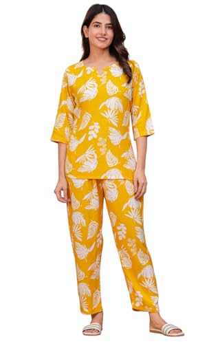 Image of Women's Printed Night Suit of Kurti & Pajama Set Women Night Wear Set