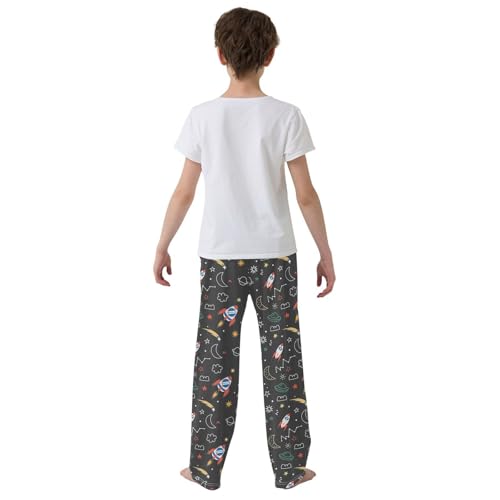 ZZXXB Space Rocket Constellation Boys Long Pants Soft Trousers Elastic Waist Kids Lounge Bottoms with Pockets S-XL3