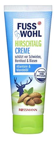 Crema di sebo di cervo – Cura dei piedi – Adatto anche per le mani – Protegge da calli, calli e vesciche – Con allantoina e olio di mandorle – 75 ml