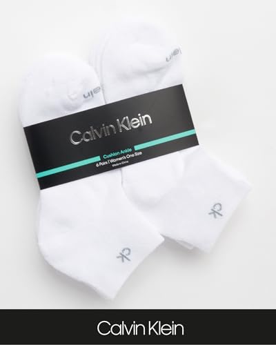 Image of Calvin Klein Quarter Socks for Women - 6 Pack Cushioned Ankle Socks - Quarter Cut, Breathable, Lightweight, Athletic Design