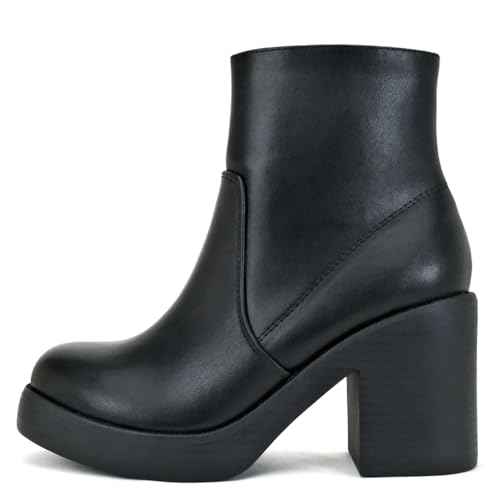 Soda Womens Squared Toe Chunky Platform Block High Heel Ankle Booties Boots