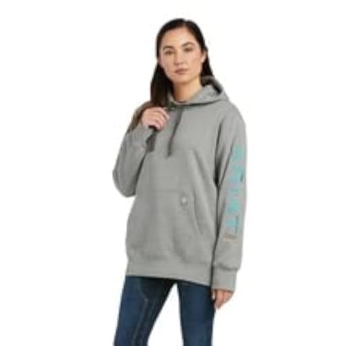 Image of ARIAT Women's Real Arm Logo Hoodie, Heather Charcoal, 3X Regular