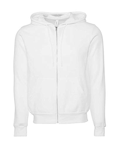 Bella Canvas Unisex Poly-Cotton Fleece Full-Zip Hooded Sweatshirt S DTG White2