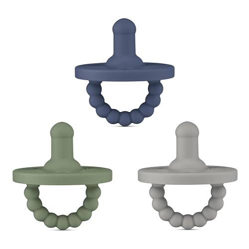 Image of Ryan & Rose Cutie PAT All-in-One Pacifier and Teether Massaging Teething Ring and Hideaway Binky for Growing Babies (Prep (3 Pack), Stage 1)