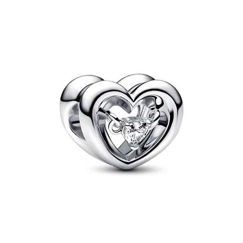 Pendientes Pandora Moments de plata con diseño de corazón radiante