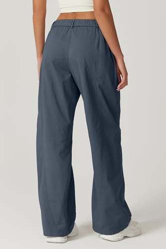 QINSEN Womens Zip Front Wide Leg Long Pants High Waist Causal Cargo Pants Cotton Pocket Palazzo Pants2